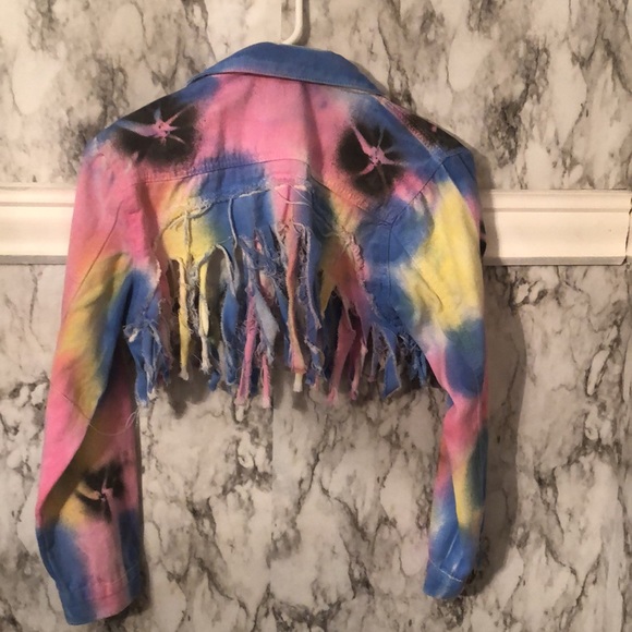 Size large half Jean jacket never worn just sitting in daughters closet - Picture 2 of 3